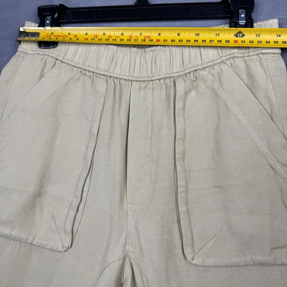 ZARA Women Beige Elastic‎ Waist Cargo Pocket Pants Size S